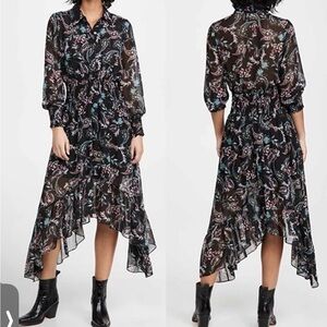 Misa Los Angeles Zahra Paisley Asymmetrical Whimsigoth Midi Dress Size XS